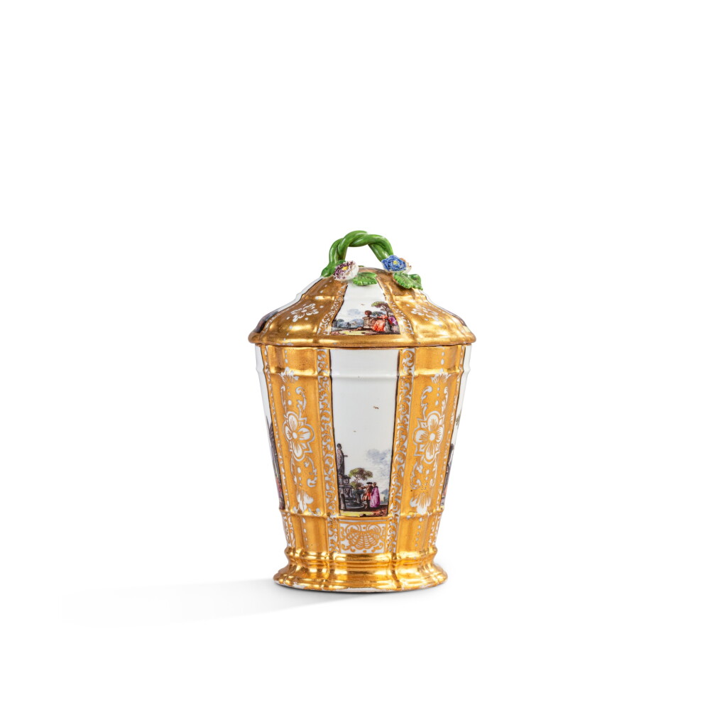 View full screen - View 1 of Lot 664. A Meissen porcelain tapering box and cover from the Glücksburg Toilet Service, circa 1745.