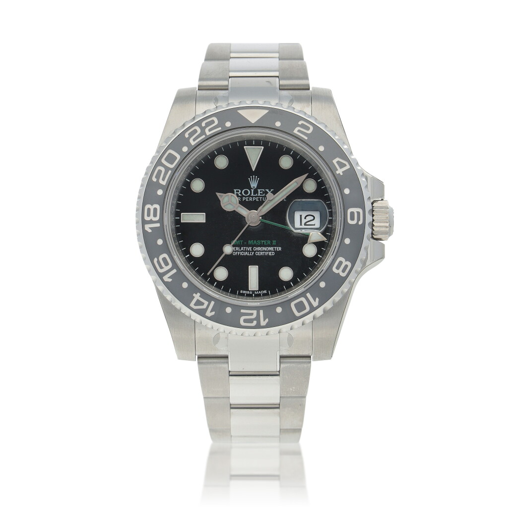 View full screen - View 1 of Lot 431. ‘Sea King’GMT-Master II, ref. 116710LN Limited Edition Military Stainless steel dual time wristwatch with date and bracelet Circa 2014.