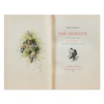 Nos oiseaux. Paris, 1887. Demi-maroquin vert (Champs). 2e éd. avec une aquarelle originale.