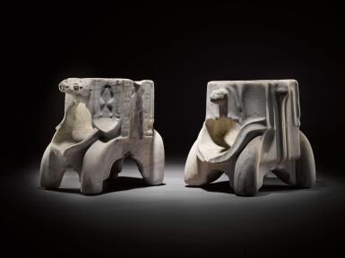 View full screen - View 1 of Lot 501. Two Mamluk carved marble jar stands (kilgas), Egypt, 13th/14th century.
