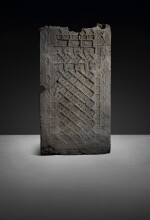 An impressed gray pottery 'rider' tomb tile, Western Han dynasty
