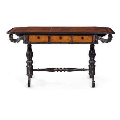 View full screen - View 1 of Lot 214. An Anglo-Indian Ebony and Amboyna Sofa Table, Circa 1820.