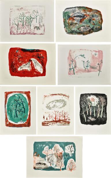 View full screen - View 1 of Lot 5869. Zao Wou-Ki 趙無極 | Lecture par Henri Michaux de huit lithographies de Zao Wou-Ki 亨利.米修對趙無極八幅石版畫的賞析.