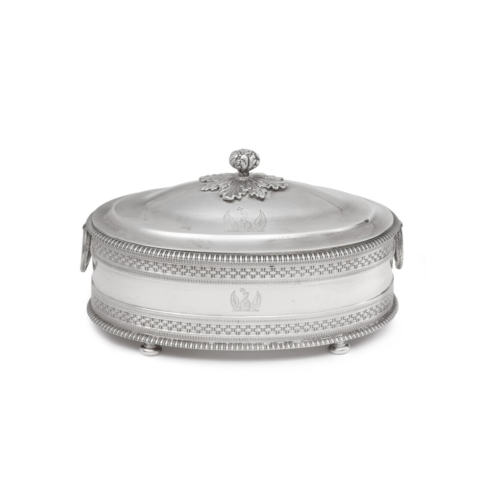 View full screen - View 1 of Lot 131. A George III Silver Butter Dish and Cover, John Emes, London, 1806.