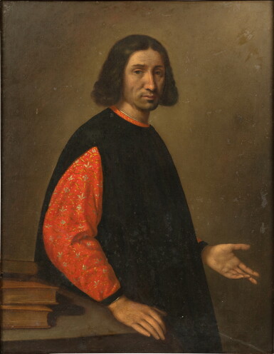 View full screen - View 1 of Lot 37. Presumed portrait of Niccolò Machiavelli | Portrait présumé de Nicolas Machiavel.