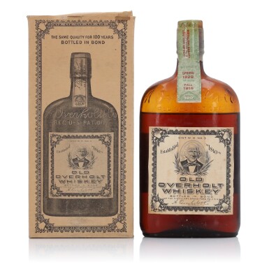 View full screen - View 1 of Lot 802. Old Overholt Pure Rye 14 Year Old 100 Proof 1915 (1 Bottle Pint).