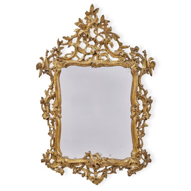 View full screen - View 1 of Lot 474. A Venetian Rococo Carved Giltwood Mirror, Mid-18th Century .