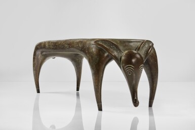 View full screen - View 1 of Lot 212. "Timid Dog" Bench.