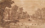 River landscape on the edge of a town