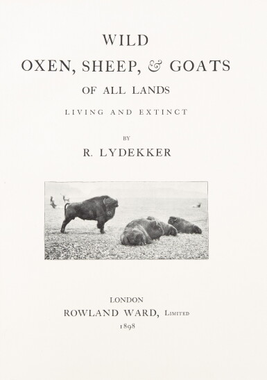 View full screen - View 1 of Lot 135. LYDEKKER, RICHARD | Wild Oxen, Sheep & Goats of All Lands Living and Extinct. London: Rowland Ward, Limited, 1898 .