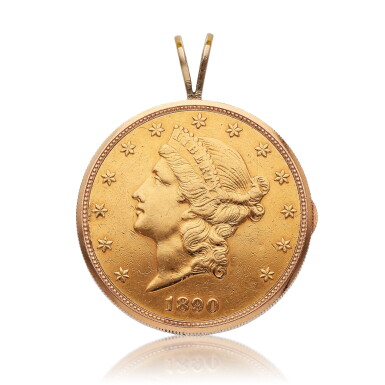 View full screen - View 1 of Lot 477. A yellow gold coin watch, Circa 1990.