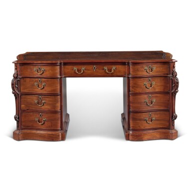 View full screen - View 1 of Lot 103. A George III Mahogany Pedestal Desk after a design by Thomas Chippendale, Circa 1765.