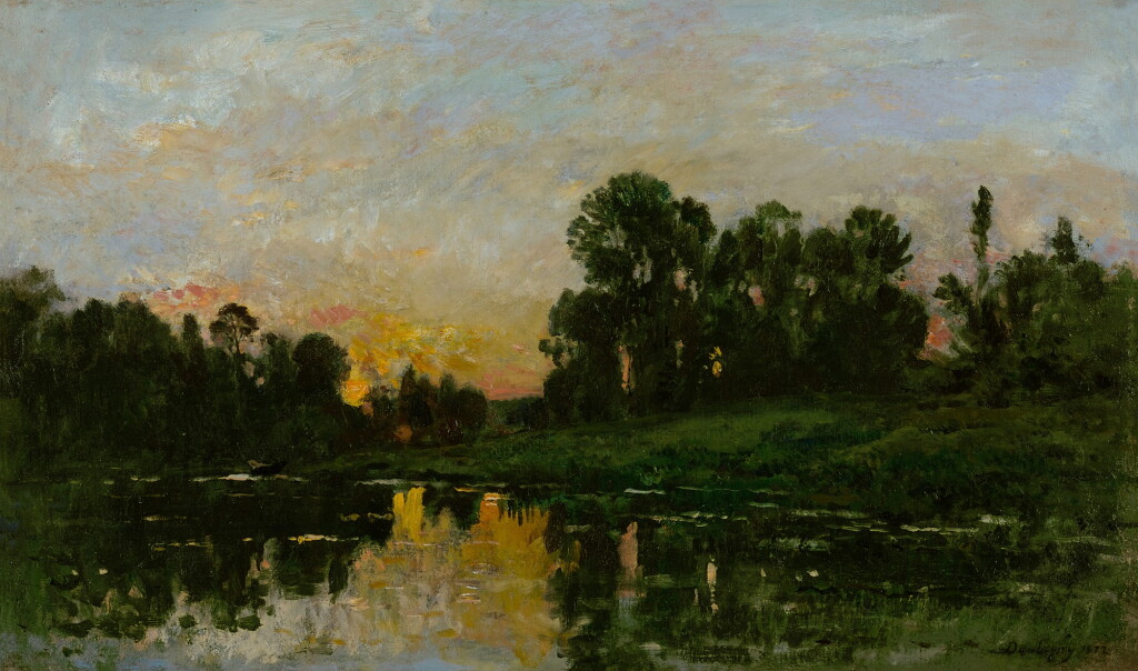 View full screen - View 1 of Lot 401. Coucher de soleil sur La rivière.
