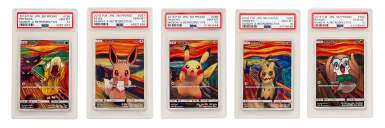 View full screen - View 1 of Lot 119. Japanese Pokémon TCG x Edvard Munch: A Retrospective Exhibition, The Scream (set of five) | 日版精靈寶可夢 X 愛德華·孟克回顧展,《吶喊》系列(一組五張).