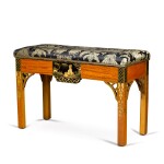 An English gilt and black japanned satinwood duet stool, circa 1920-30, attributed to S. Hille & Co.