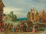 A carnival procession in a village street on Shrove Tuesday | Scène de carnaval en hiver