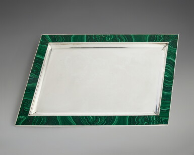 View full screen - View 1 of Lot 400. An Italian Silver and Malachite Tray, Mario Buccellati, 20th Century.