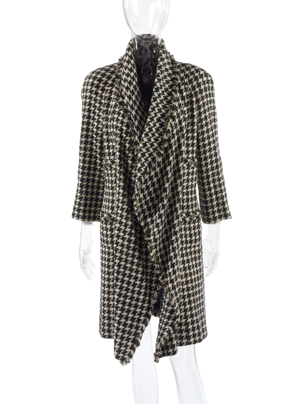 View full screen - View 1 of Lot 79. CHANEL | CHECK SILK-BLEND COAT .