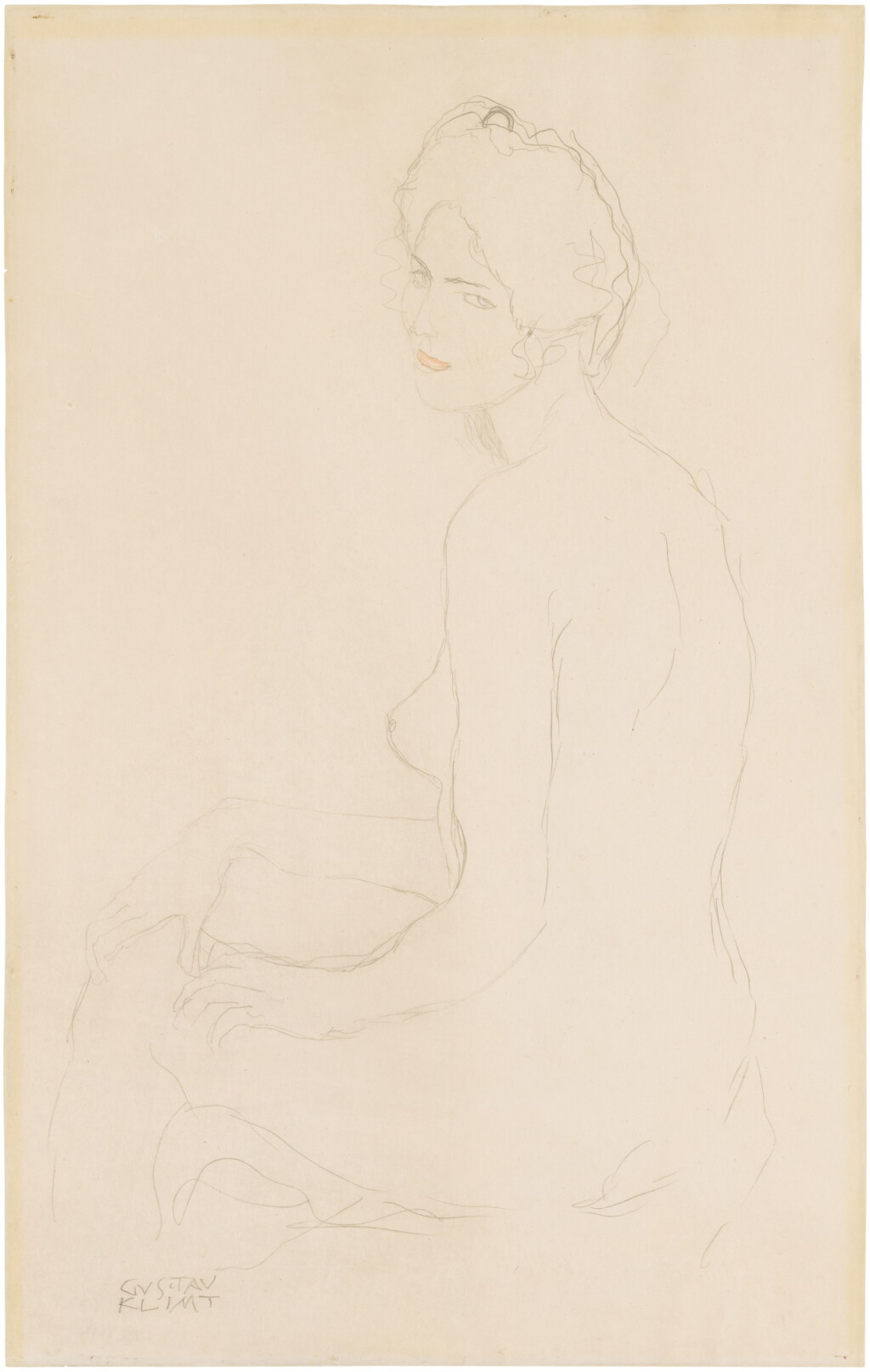 View full screen - View 1 of Lot 273. Sitzender Akt nach links (Seated Nude Turned to the Left).