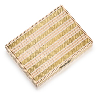 View full screen - View 1 of Lot 10. A Fabergé two-colour gold and champlevé enamel cigarette case, workmaster Henrik Wigström, St Petersburg, 1908-1917.