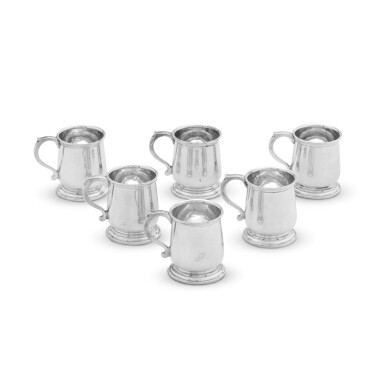 View full screen - View 1 of Lot 79. A cased set of novelty silver shot cups, Walker & Hall, Birmingham, 1926.