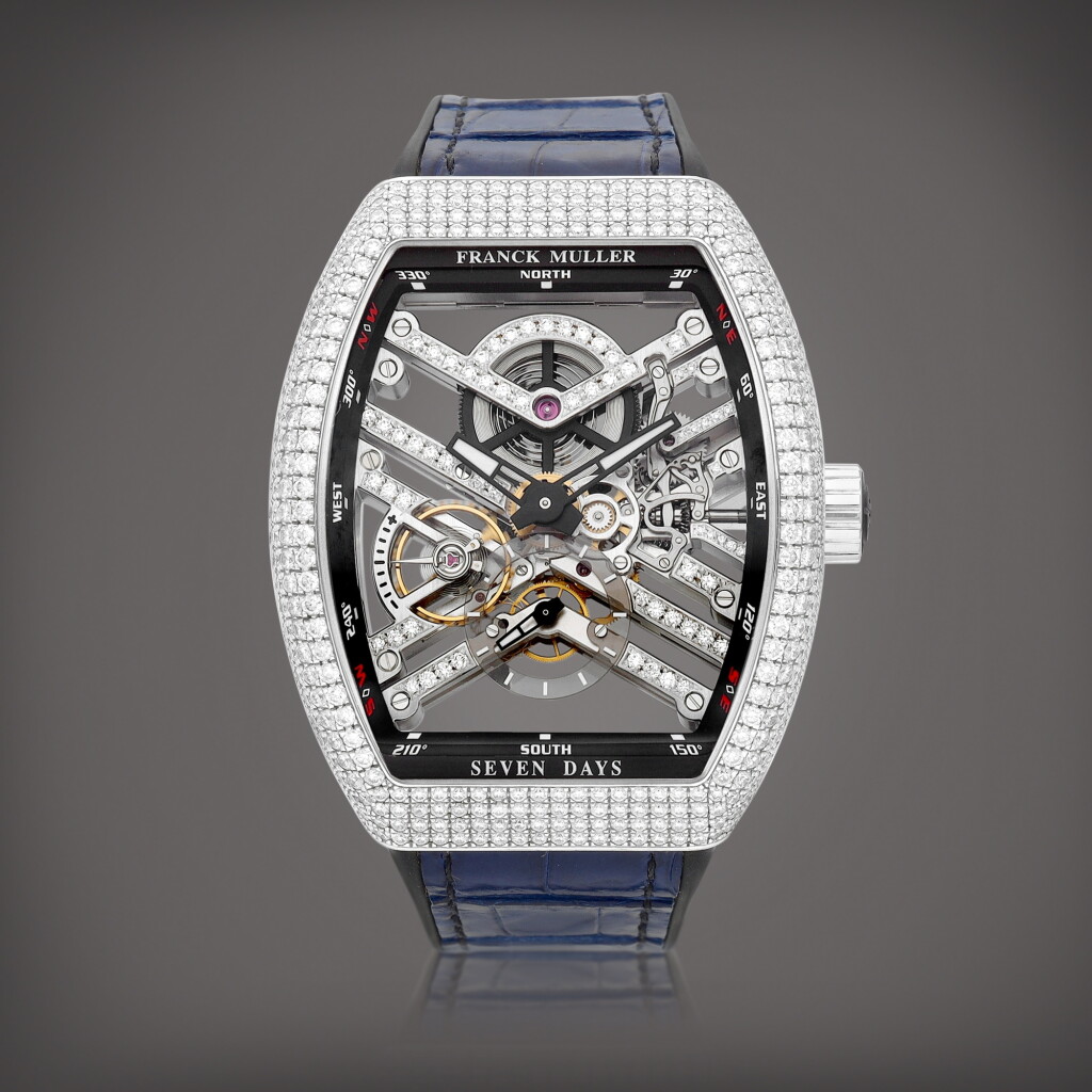 View full screen - View 1 of Lot 2251. Vanguard, Reference V 45 S6 SQT D MVT D OG NR | A white gold and diamond-set skeletonised wristwatch, Circa 2018 | Vanguard 型號V 45 S6 SQT D MVT D OG NR | 白金鑲鑽石鏤空腕錶,約2018年製.