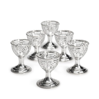 View full screen - View 1 of Lot 22. A Set of Six George III Silver Egg Cups, Hester Bateman, London, 1778.
