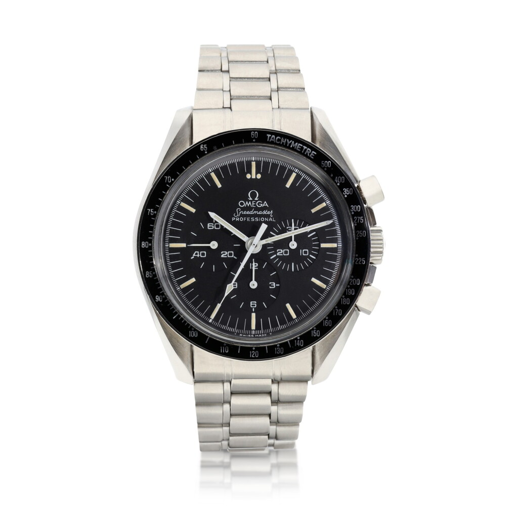 View full screen - View 1 of Lot 8068. Omega | Speedmaster, Reference ST145.0022, A stainless steel chronograph wristwatch with bracelet, Circa 1969 | 歐米茄 | 超霸系列 型號ST145.0022 精鋼計時鏈帶腕錶,約1969年製.