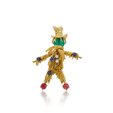 View full screen - View 1 of Lot 31. Gem-set and diamond brooch, 'Scarecrow', circa 1966.