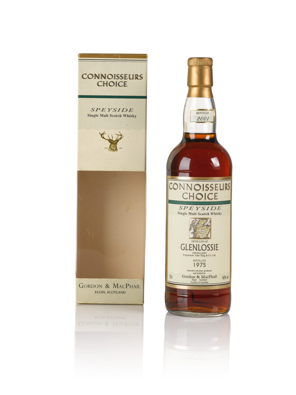 View full screen - View 1 of Lot 183. Glenlossie Gordon & MacPhail Connoisseurs Choice 40.0 abv 1975 .