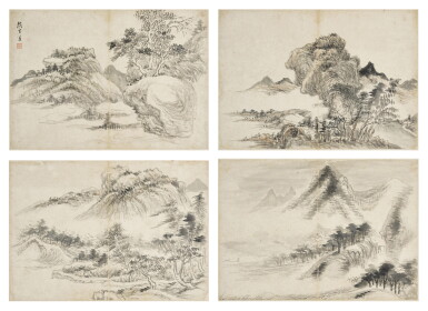 View full screen - View 1 of Lot 9033. 奚岡 山水冊 | Xi Gang, Landscapes.