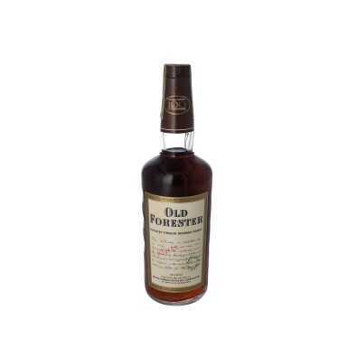 View full screen - View 1 of Lot 187. Old Forester 100 proof 1965 (1 4/5 QUART).