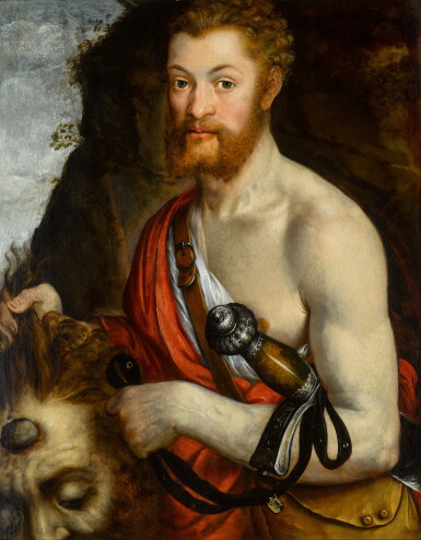 View full screen - View 1 of Lot 414. Portrait of a man as David with the head of Goliath.