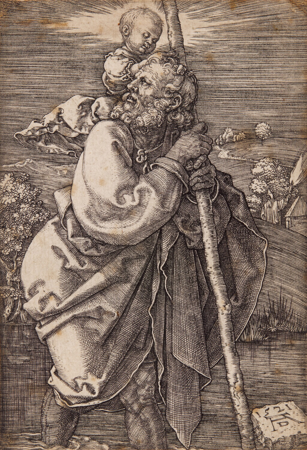 View full screen - View 1 of Lot 6. Saint Christopher Facing Left (B. 51; M., Holl. 53).