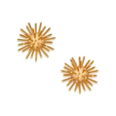 View full screen - View 1 of Lot 574. Pair of Gold ‘Sputnik’ Earclips.