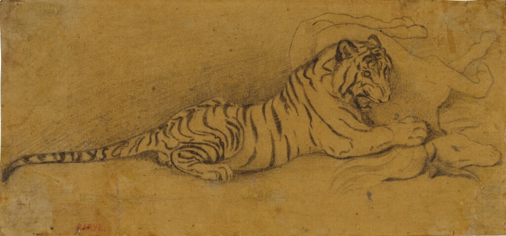 View full screen - View 1 of Lot 270. A) Tiger devouring a horse B) Lionne déchirant la poitrine d’un Arabe, after Delacroix.