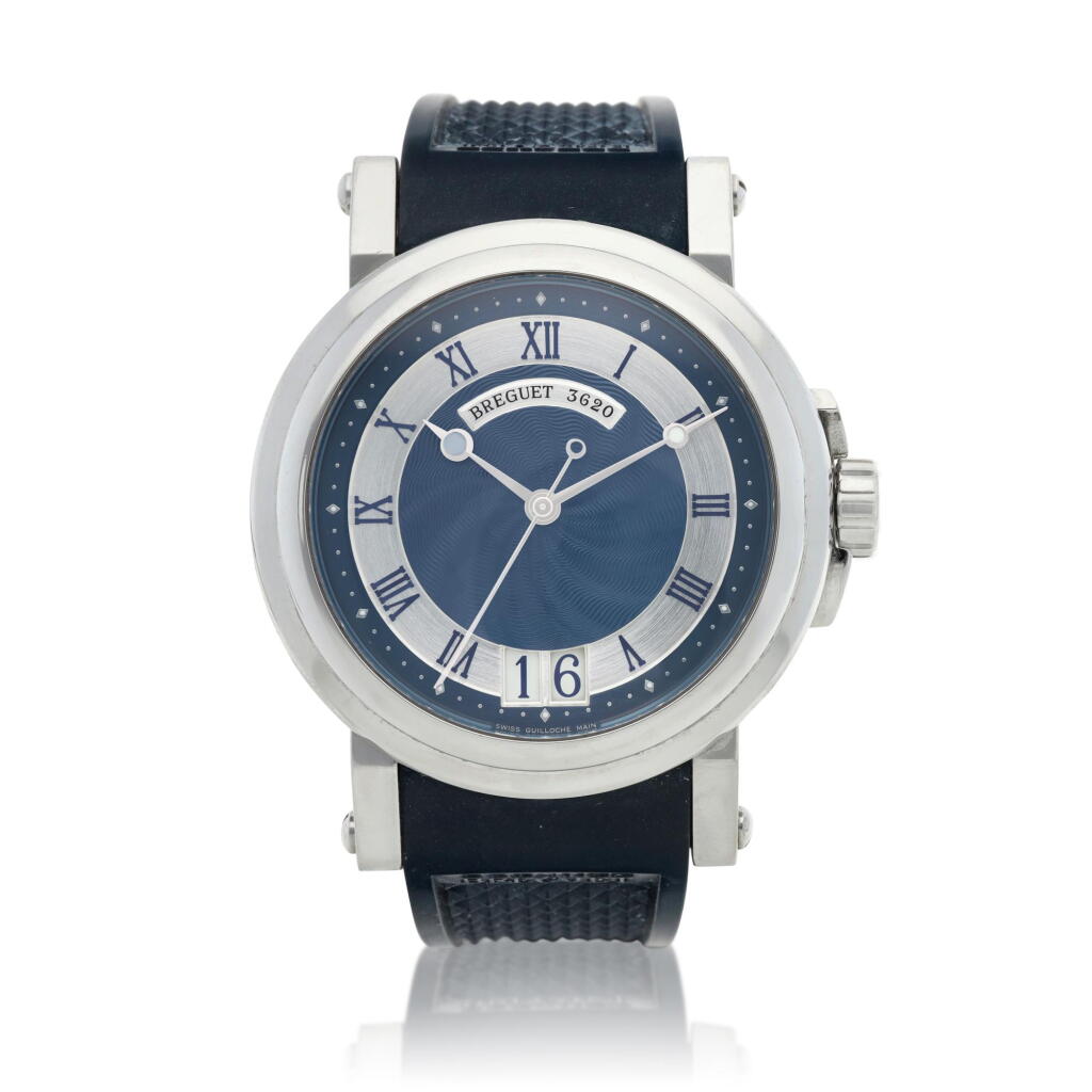 View full screen - View 1 of Lot 128. Reference 5817 Marine A stainless steel automatic wristwatch with date, Circa 2008 .
