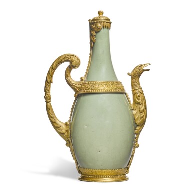 View full screen - View 1 of Lot 54. A gilt-bronze mounted celadon ewer, the mounts Vienna, in the manner of the Würth family late 18th century, the porcelain Japanese second half 18th century.