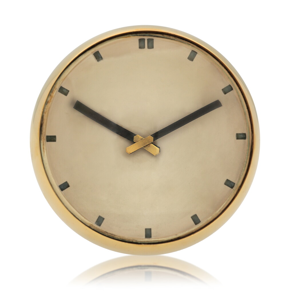 View full screen - View 1 of Lot 522. L'Open, Ref. G2831 Gilt brass spherical desk clock Circa 1985.