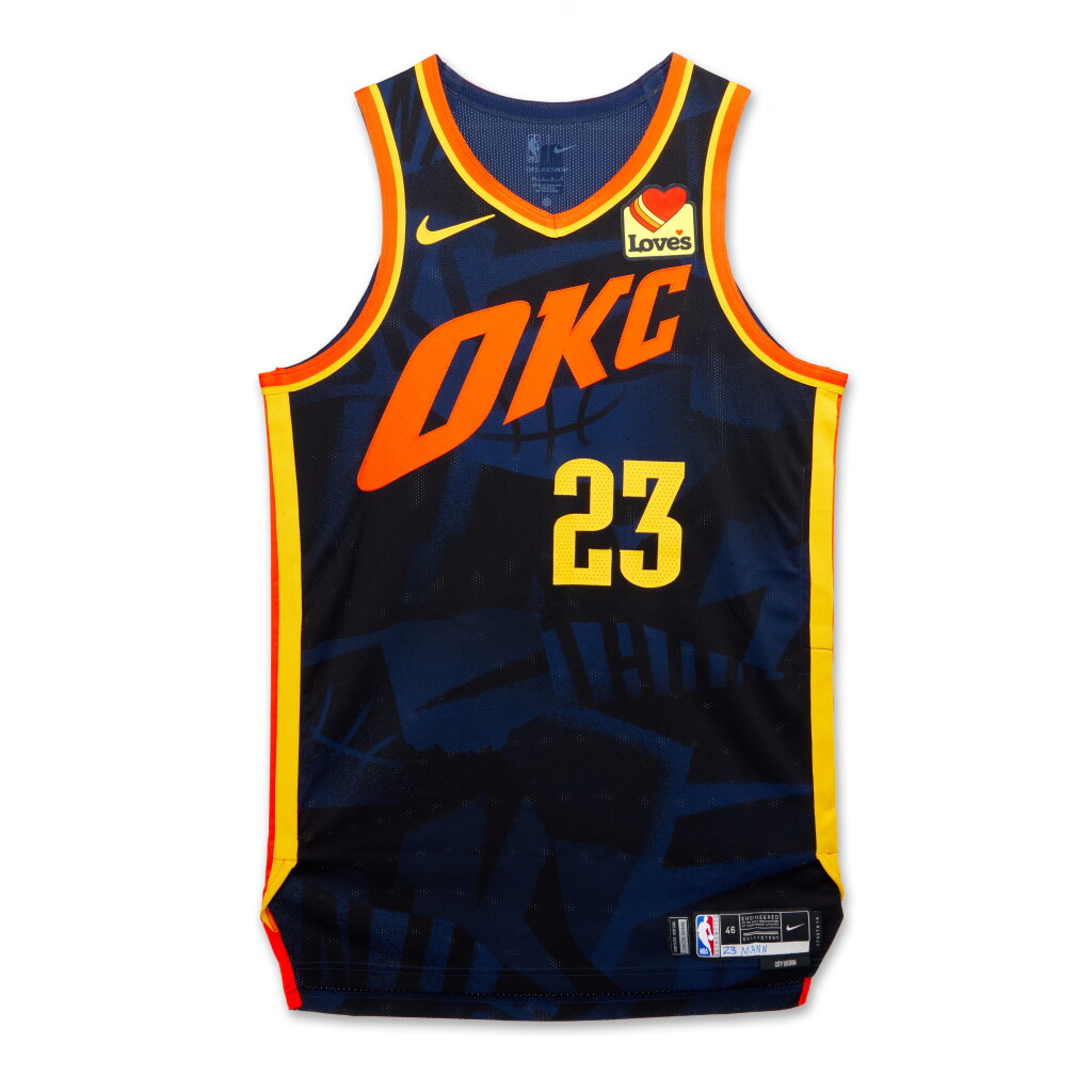 View full screen - View 1 of Lot 14. Tre Mann Oklahoma City Thunder 2023-2024 In-Season Tournament Game Worn City Edition Jersey .