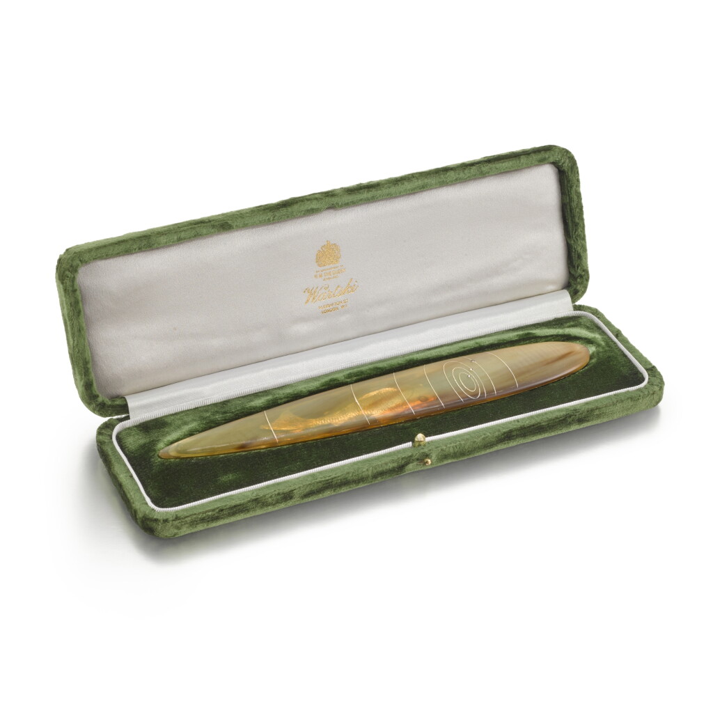 View full screen - View 1 of Lot 174. Martin Baker: a gem-set horn paperknife: 'Ever decreasing circles', 1992.