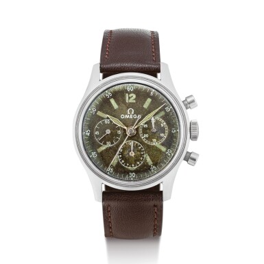 View full screen - View 1 of Lot 2274. OMEGA | REFERENCE 2451 A STAINLESS STEEL MILTARY ISSUE CHRONOGRAPH WRISTWATCH, MADE FOR ARGENTINIAN AIRFORCE, MADE IN 1949 " | 奧米茄 | 型號2451 精鋼軍用計時腕錶,為阿根廷空軍而製,機芯編號10826494,錶殼編號174-1,1949年製".
