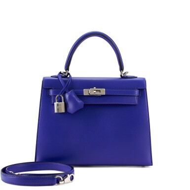 View full screen - View 1 of Lot 7721. Bleu Electrique Tadelakt Kelly 25 Sellier Palladium Hardware, 2021.