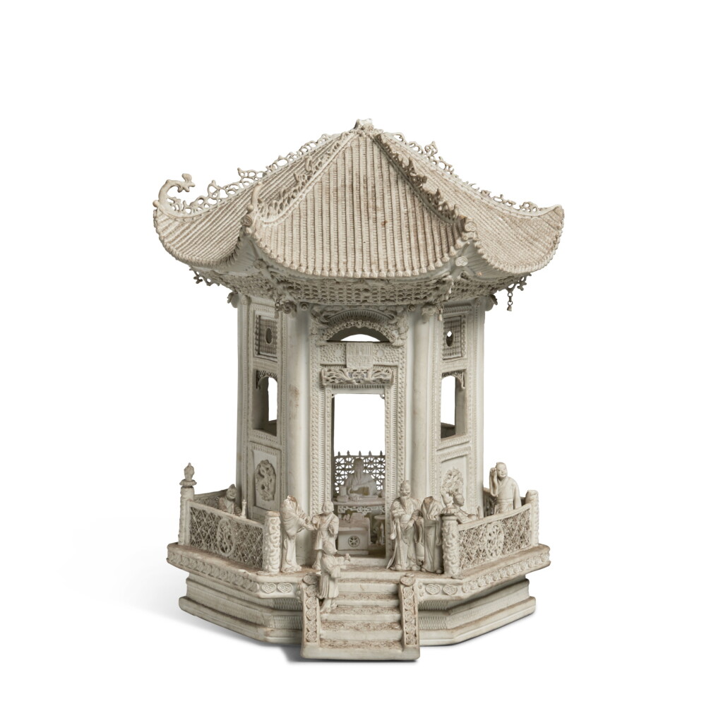 View full screen - View 1 of Lot 34. A carved biscuit architectural group, Qing dynasty, 19th century.