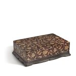 A mother-of-pearl-inlaid lacquered 'floral' stationery box and cover, Joseon dynasty, 16th century