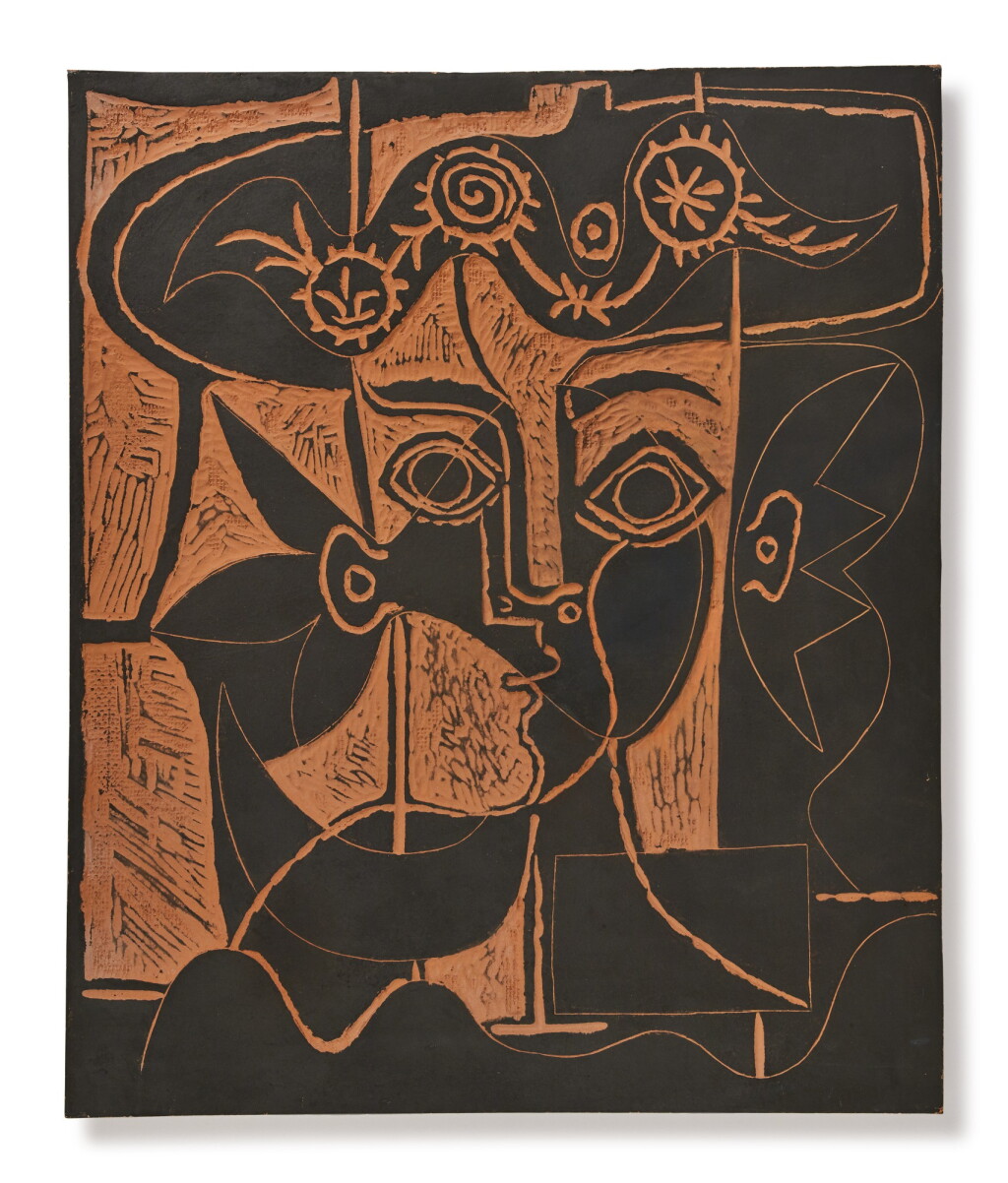 View full screen - View 1 of Lot 32. PABLO PICASSO | GRANDE TÊTE DE FEMME AU CHAPEAU ORNÉ (A. R. 518).