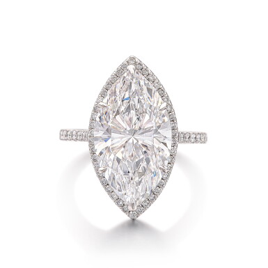View full screen - View 1 of Lot 1844. Diamond Ring | 7.28克拉 欖尖形 D色 内部無瑕 鑽石戒指.