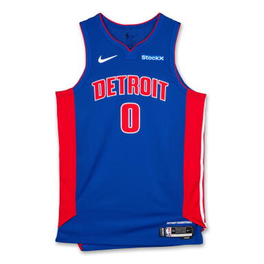 View full screen - View 1 of Lot 142. Jalen Duren Detroit Pistons 2024-2025 Game Worn Icon Edition Jersey .