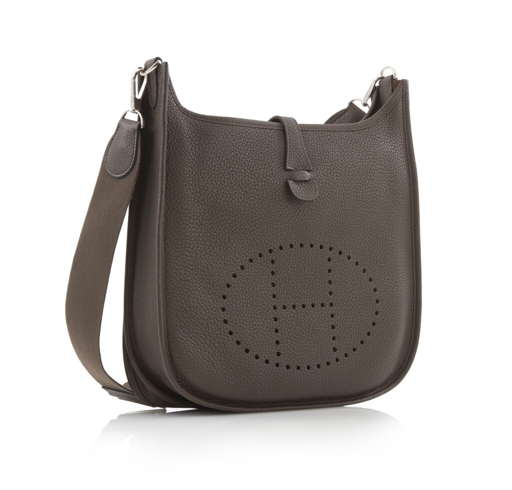 全萤幕检视 - 查看29Brown leather, canvas and palladium hardware Evelyne PM 29, Hermès, 2011的1