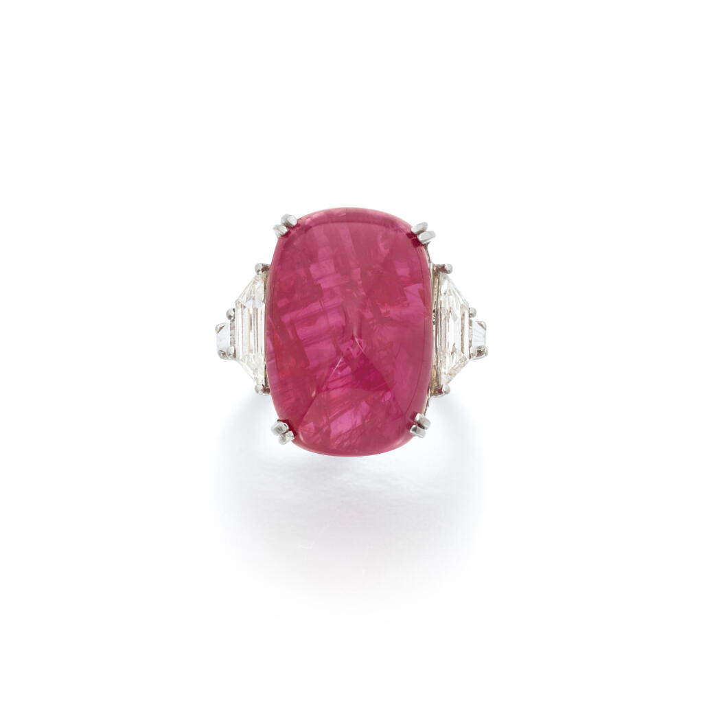 View full screen - View 1 of Lot 1016. Pink sapphire and diamond ring, circa 1960.